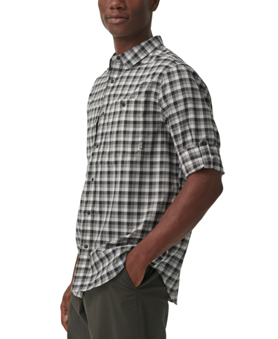 Shop Bass Outdoor Men's Compass Stretch Plaid Button-down Tech Shirt In Black Beauty