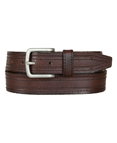 Shop Lucky Brand Men's Antique-like Leather Belt With Darker Stitching Detail In Brown