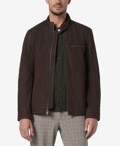 Shop Marc New York Men's Norworth Sueded Finish Leather Racer Jacket In Dark Brown