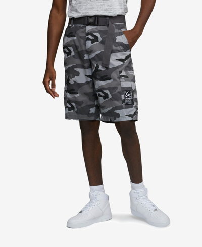 Shop Ecko Unltd Men's Rewind Belted Cargo Shorts In Camo Gray
