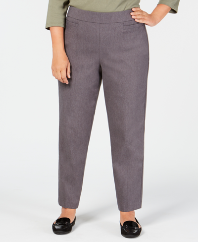 Shop Alfred Dunner Plus Size Classic Allure Tummy Control Pull-on Short Length Pants In Grey