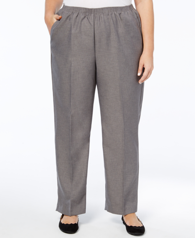 Alfred Dunner Plus Size Classic Pull-on Straight-leg Average Length Pants In Grey