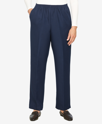 Shop Alfred Dunner Plus Size Classic Pull-on Straight-leg Short Length Pants In Navy