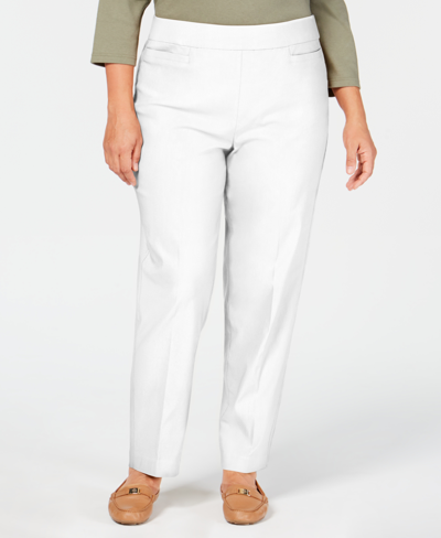 Shop Alfred Dunner Plus Size Classic Allure Tummy Control Pull-on Short Length Pants In White