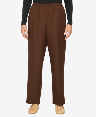 Shop Alfred Dunner Plus Size Classic Pull-on Straight-leg Short Length Pants In Brown