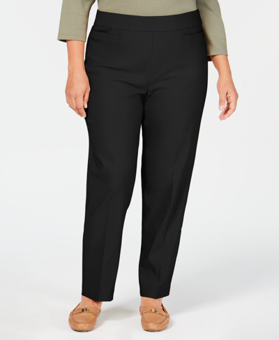 Shop Alfred Dunner Plus Size Classic Allure Tummy Control Pull-on Average Length Pants In Black