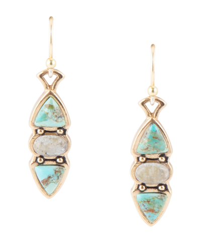Barse Labrador Bronze, Genuine Turquoise And Genuine Labradorite Drop Earrings In Genuine Turquoise And Genuine Labradorit