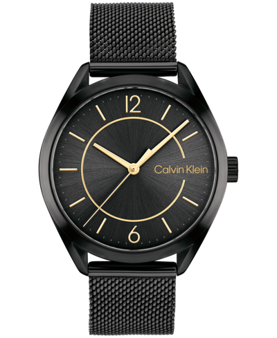 Shop Calvin Klein Women's Black Stainless Steel Mesh Bracelet Watch 36mm