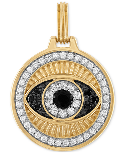 Shop Esquire Men's Jewelry Cubic Zirconia Evil Eye Pendant In 14k Gold-plated Sterling Silver, Created For Macy's In Gold Over Silver