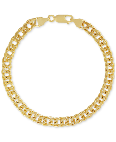 Shop Esquire Men's Jewelry Fancy Curb Link Chain Bracelet In 14k Gold-plated Sterling Silver, Created For Macy's In Gold Over Silver