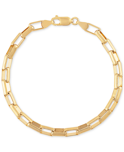Shop Esquire Men's Jewelry Elongated Box Link Chain Bracelet In 14k Gold-plated Sterling Silver, Created For Macy's