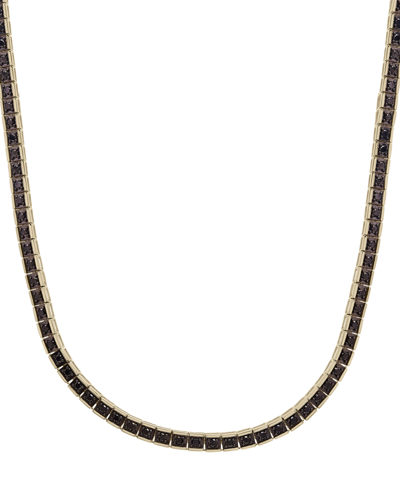 Shop Macy's Men's Black Diamond Square Link 24" Chain Necklace (6 Ct. T.w.) In 14k Gold-plated Sterling Silver