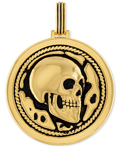 Shop Esquire Men's Jewelry Skull Disc Pendant In 14k Gold-plated Sterling Silver, Created For Macy's In Gold Over Silver
