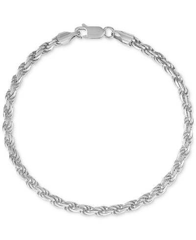 Shop Esquire Men's Jewelry Rope Link Chain Bracelet (4mm), Created For Macy's In Silver