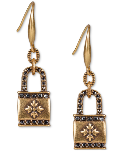 Shop Patricia Nash Gold-tone Pave Floret Padlock Drop Earrings In Darkyellow