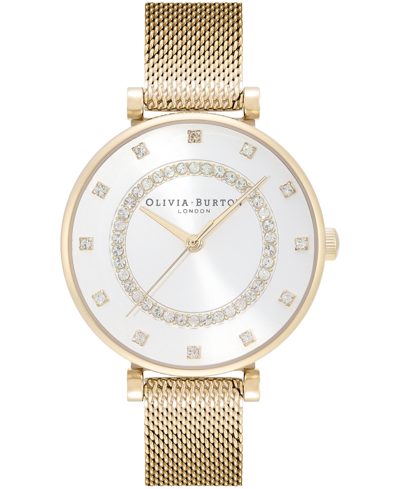 Shop Olivia Burton Women's T-bar Gold-tone Stainless Steel Mesh Bracelet Watch 32mm