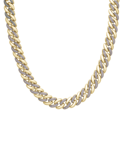 Shop Macy's Men's Diamond Pave Wide Link 24" Chain Necklace (1/2 Ct. T.w.) In Gold Over Silver