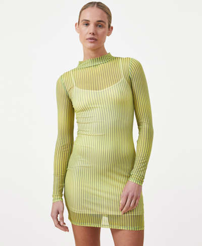 Shop Cotton On Women's Mesh Mini Dress In Tori Stripe Green