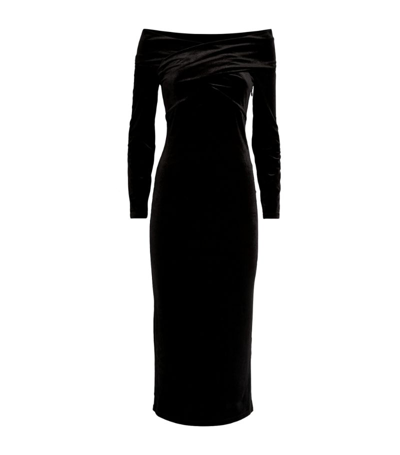 Shop Allsaints Velvet Delta Midi Dress In Black