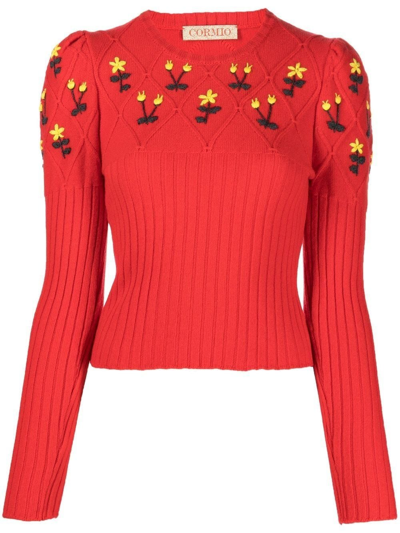 Shop Cormio Floral Oma Sweater In Red