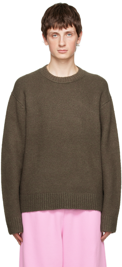 Shop Acne Studios Khaki Pilled Sweater In Aay Forest Green