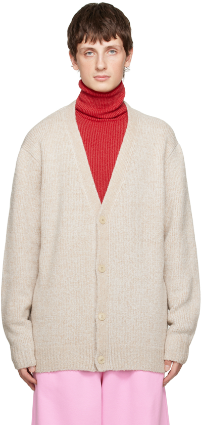 Shop Acne Studios Taupe Y-neck Cardigan In Ceg Light Taupe