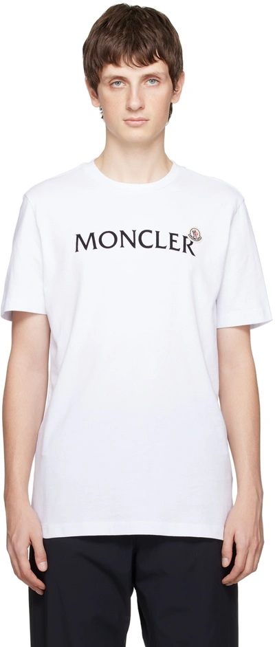 Shop Moncler White Cotton T-shirt In 001 White