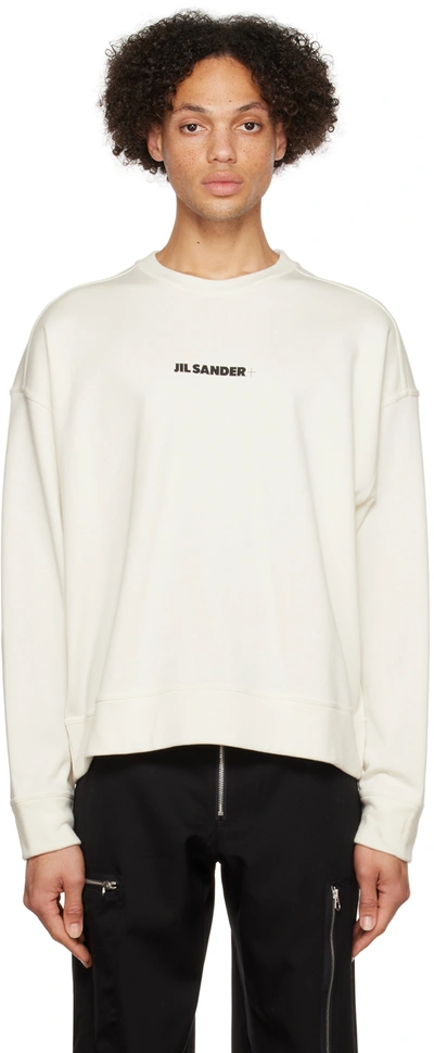 Shop Jil Sander Off-white Crewneck Sweatshirt In 102 - Natural