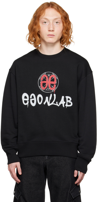 Shop Egonlab Black Talisman Sweatshirt In Black Brushed