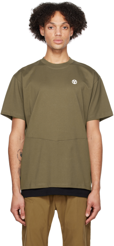 Shop Acronym Khaki Layered T-shirt In Raf Green/black