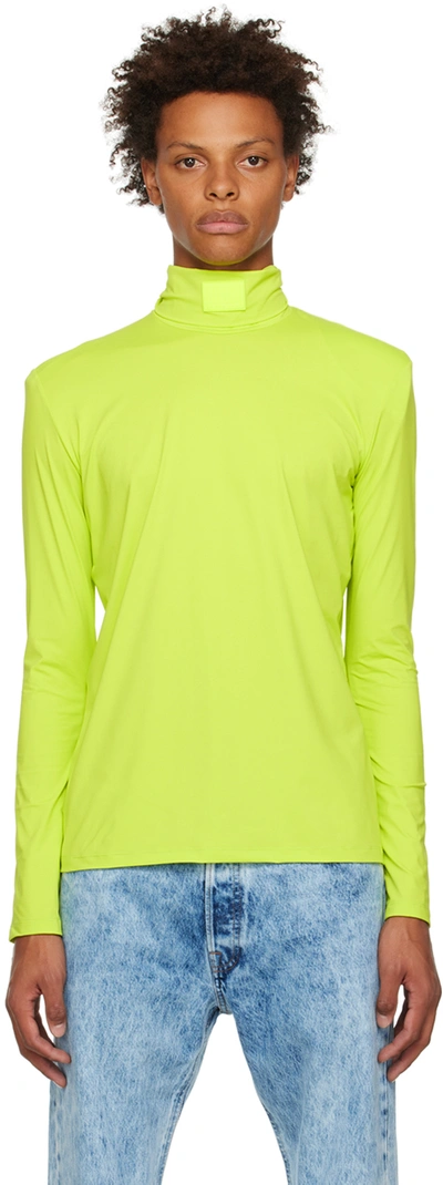 Vtmnts Yellow Barcode Turtleneck In Neon Yellow