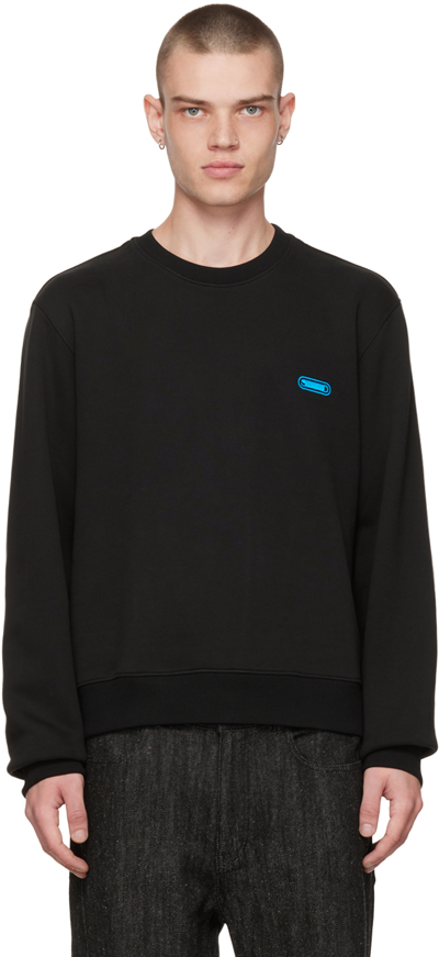 Shop Solid Homme Black Embroidered Sweatshirt In 731b Black