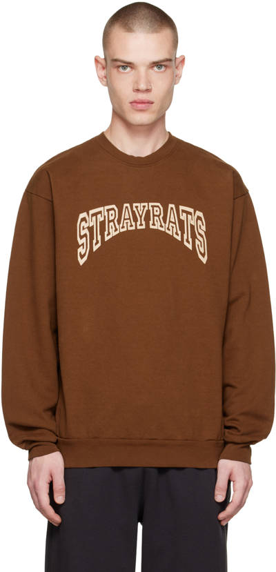 Shop Stray Rats Brown Arch Logo Sweatshirt