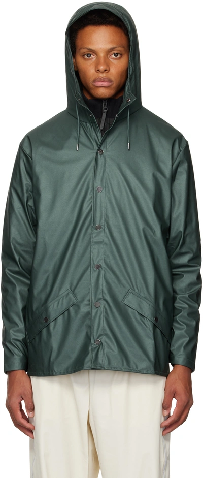 Shop Rains Green Waterproof Jacket In 60 Silver Pine