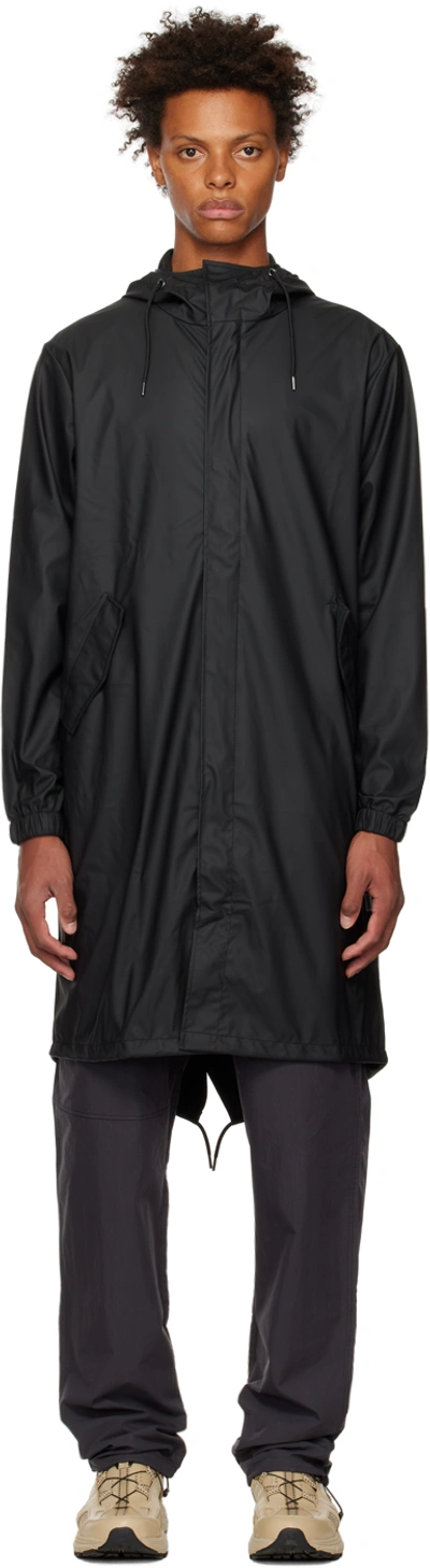 Shop Rains Black Fishtail Jacket In 01 Black