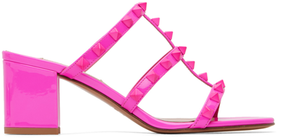 Shop Valentino Pink Rockstud Heeled Sandals In Uwt Pink Pp