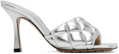 Shop Bottega Veneta Silver Padded Heeled Sandals In 1414 Silver
