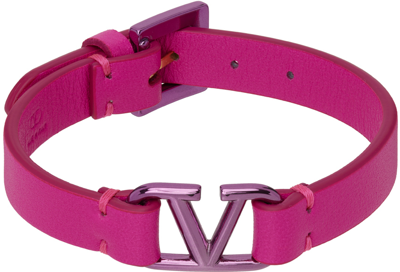 Shop Valentino Pink Vlogo Bracelet In Uwn Pink Pp/pink Pp