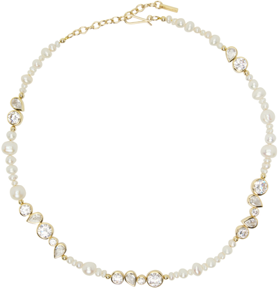 Shop Completedworks Gold Pearl Glitch Necklace In 14ct Gold Plate