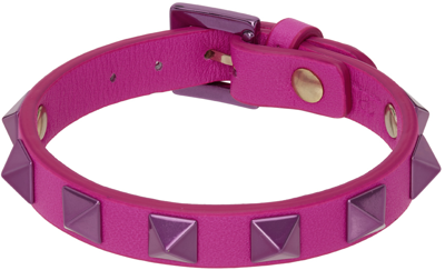 Shop Valentino Pink Rockstud Bracelet In Uwn Pink Pp/pink Pp