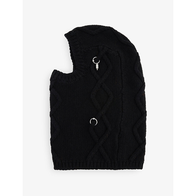 Shop 032c Womens Black Piercing-embellished Wool-blend Balaclava