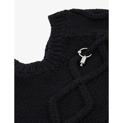 Shop 032c Womens Black Piercing-embellished Wool-blend Balaclava