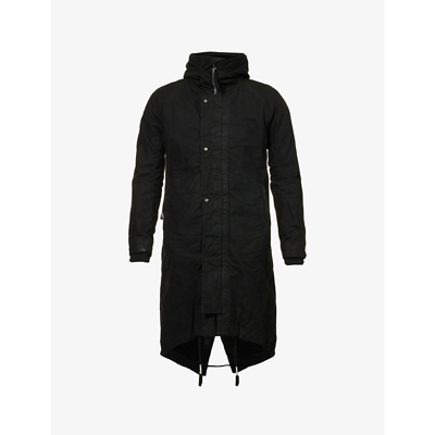 Shop Boris Bidjan Saberi Relaxed-fit Longline Cotton Parka Coat In Black