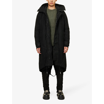 Shop Boris Bidjan Saberi Relaxed-fit Longline Cotton Parka Coat In Black