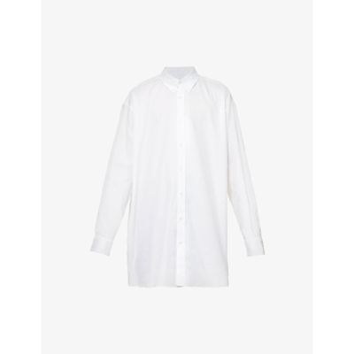 Shop Maison Margiela Button-down Collar Oversized-fit Cotton Shirt In White