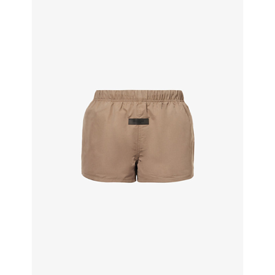 Shop Essentials Fog X  Womens Wood  Logo-tab Cotton-blend Shorts