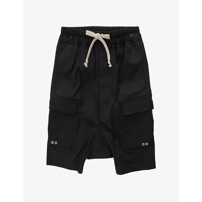 Shop Rick Owens Boys Black Kids Pods Stretch-cotton Cargo Shorts 4 –