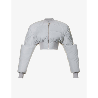 Shop Rick Owens Girdered Cropped Shell-down Bomber Jacket In Reflex