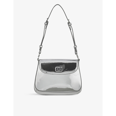 Shop Glynit Women's Metallic Silver Mila Faux-leather Shoulder Bag