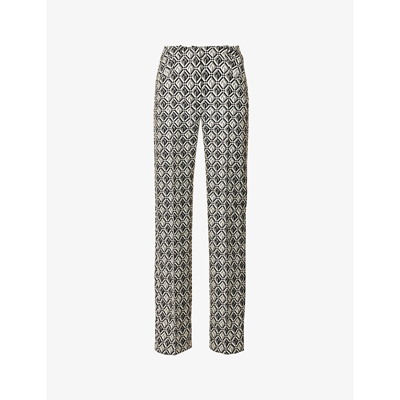 Shop Marine Serre Moon-print Mid-rise Recycled Polyester-blend Trousers In Black